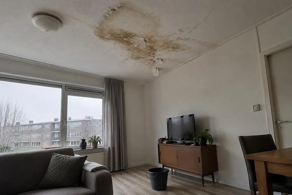 Lekdetectie Heusden – vochtplek op het plafond onder een badkamer